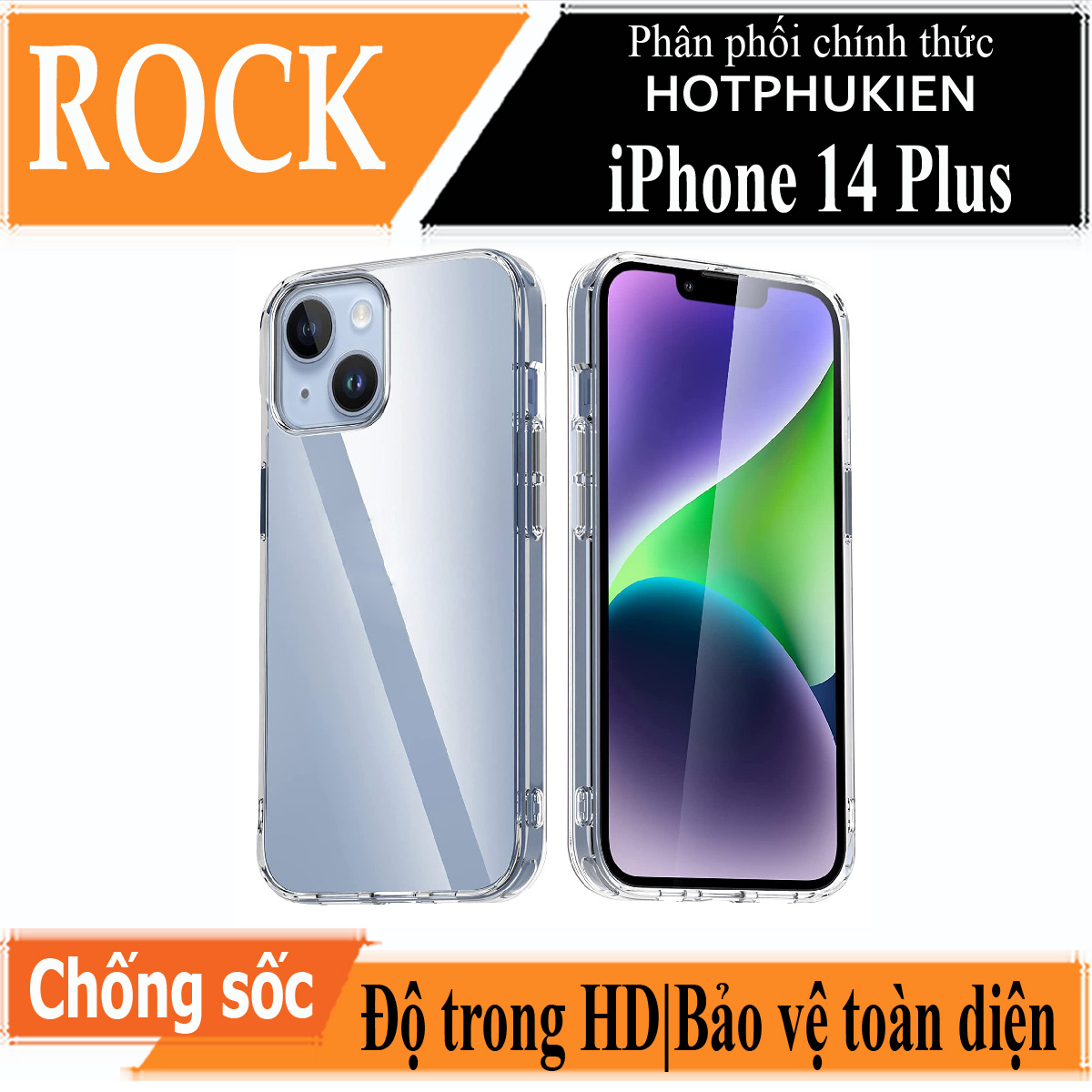 Ốp lưng chống sốc trong suốt cho iPhone 14 Plus (6.7 inch) hiệu Rock Space Protective Case