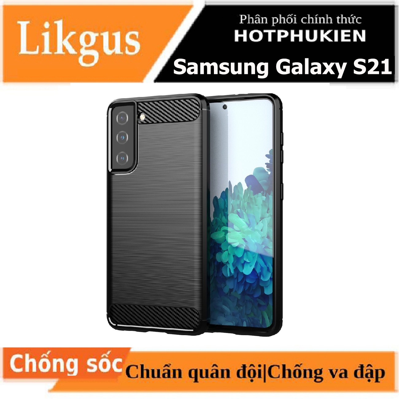 Ốp lưng chống sốc vân kim loại cho Samsung Galaxy S21 hiệu Likgus