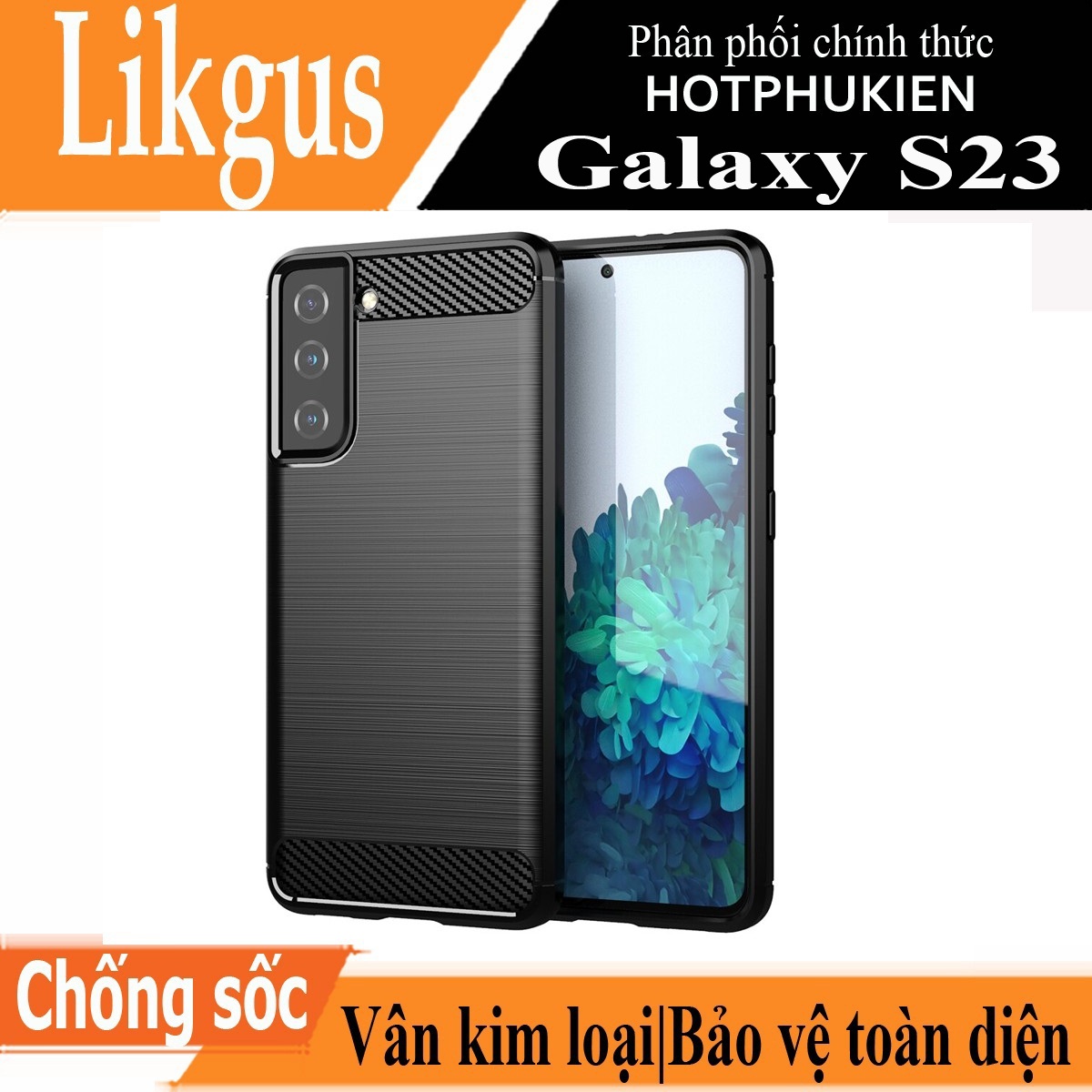 Ốp lưng chống sốc vân kim loại cho Samsung Galaxy S23 hiệu Likgus