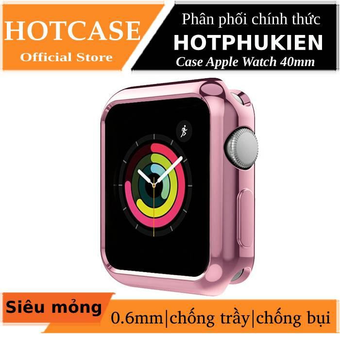 Case ốp silicon dẻo viền màu cho Apple Watch 40mm bảo vệ toàn diện hiệu HOTCASE