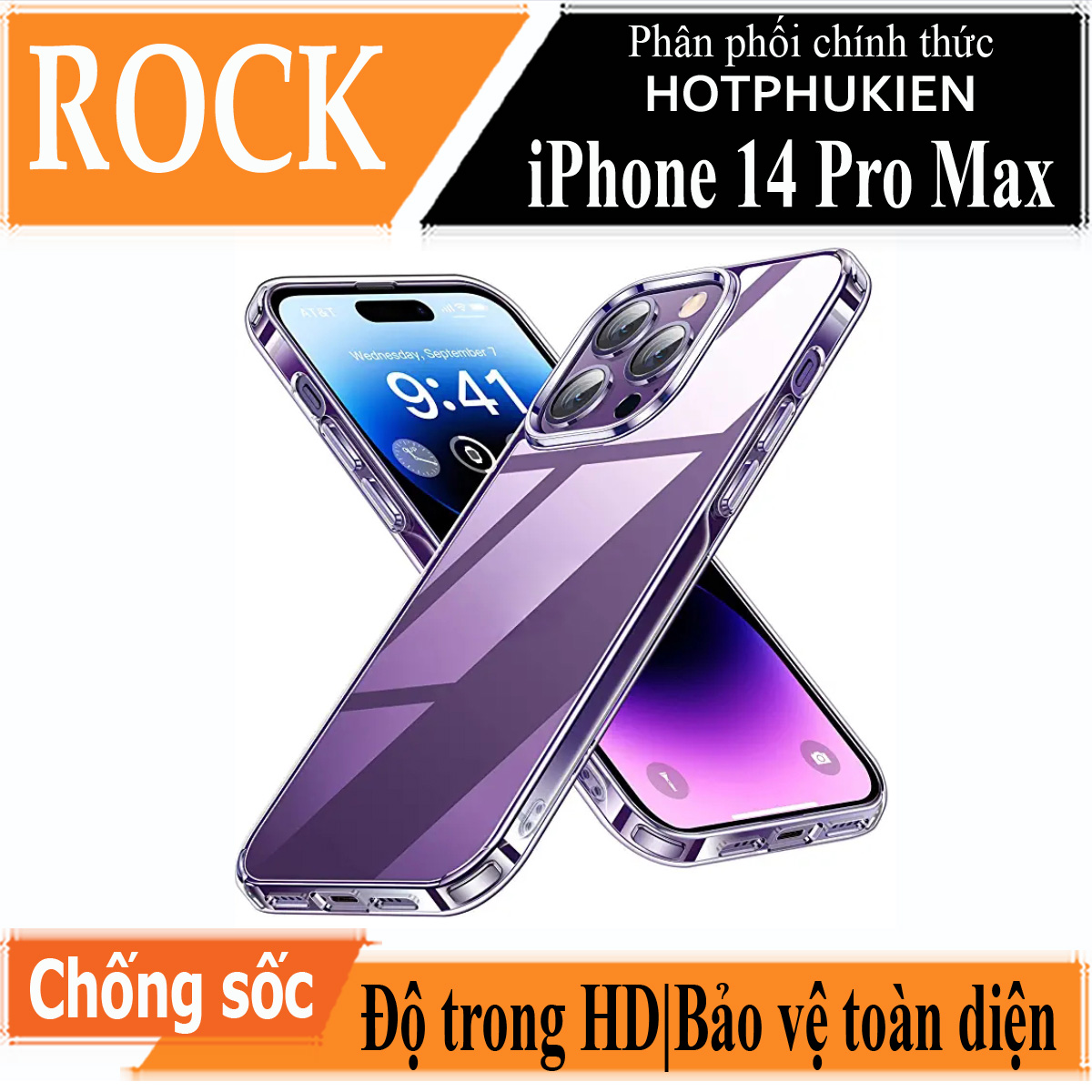 Ốp lưng chống sốc trong suốt cho iPhone 14 Pro Max (6.7 inch) hiệu Rock Space Protective Case