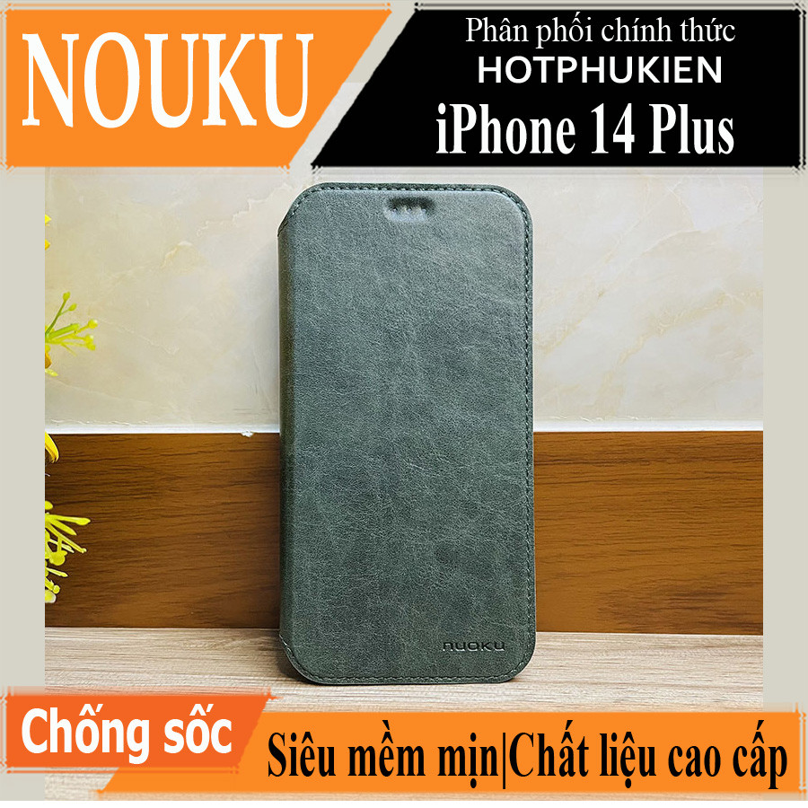 Case bao da chống sốc cho iPhone 14 Plus (6.7 inch) hiệu Nuoku Elegant and Royal