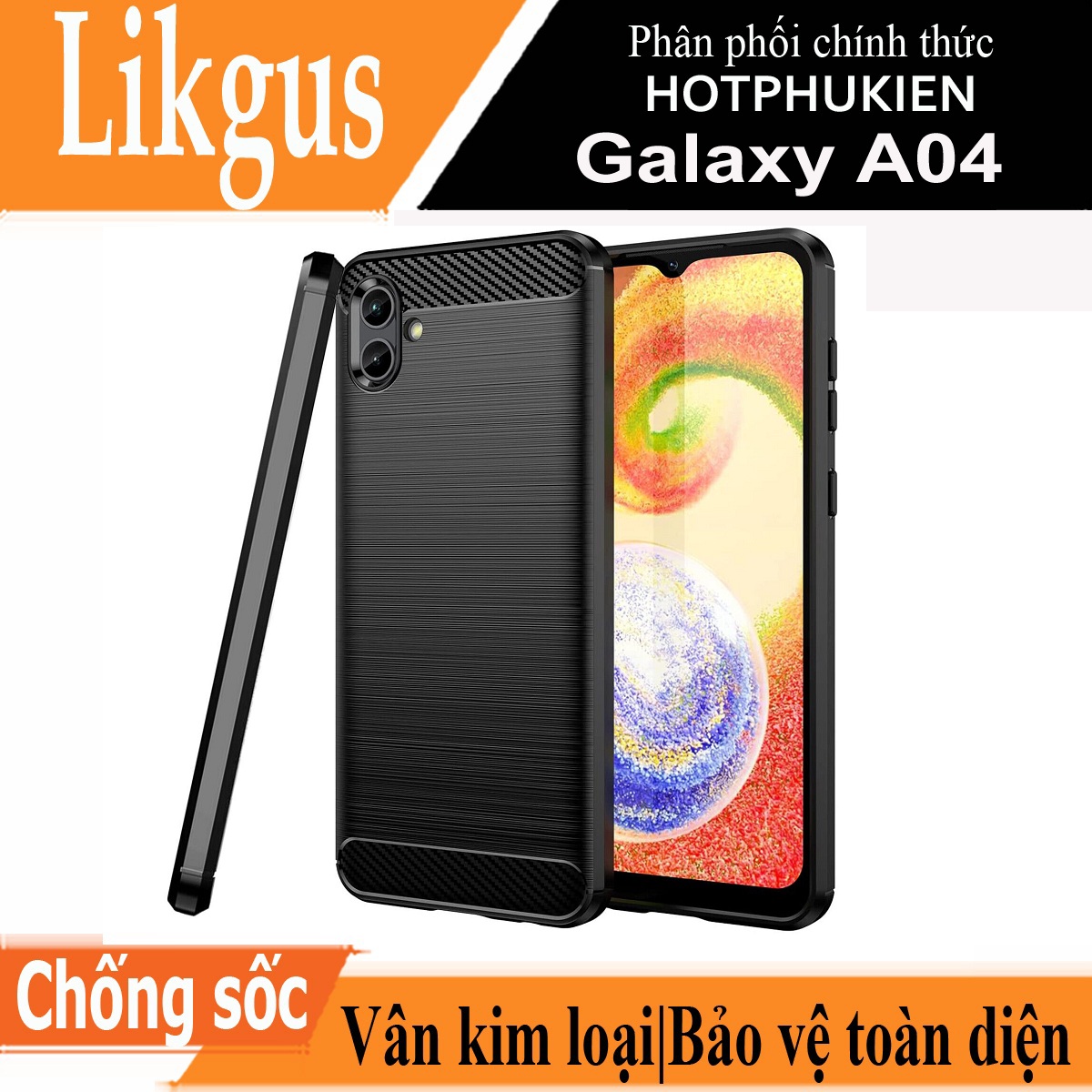Ốp lưng chống sốc vân kim loại cho Samsung Galaxy A04 hiệu Likgus
