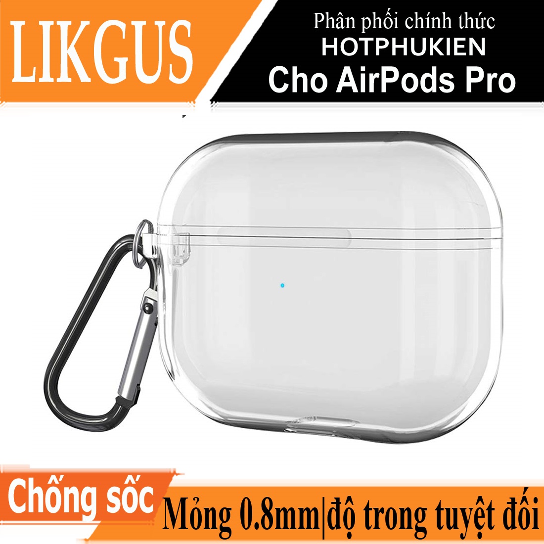 Bao case chống sốc trong suốt cho Airpods Pro hiệu Likgus Crystal Shell