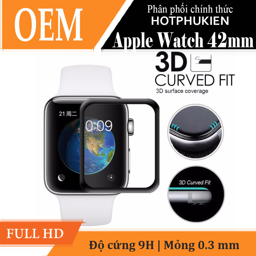 Miếng dán kính cường lực 3D full màn hình cho Apple iWatch / Apple Watch 42 mm