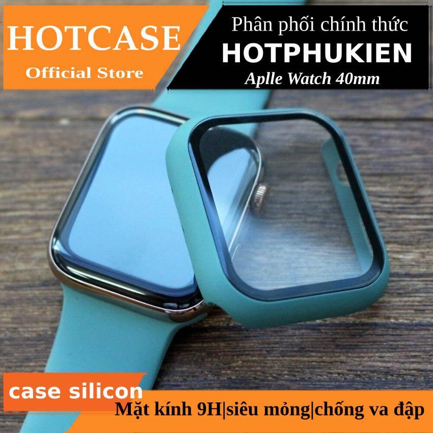 Ốp case silicon siêu mỏng bề mặt kính cường lực bảo vệ 360 độ cho Apple Watch 40mm hiệu HOTCASE