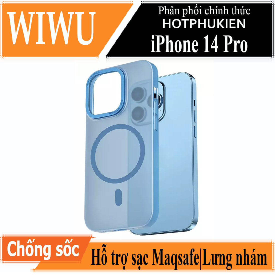 Ốp lưng chống sốc cho iPhone 14 Pro (6.1 inch) hỗ trợ sạc Magsafe hiệu WIWU PC Ultra-thin Frosted Magnetic Case