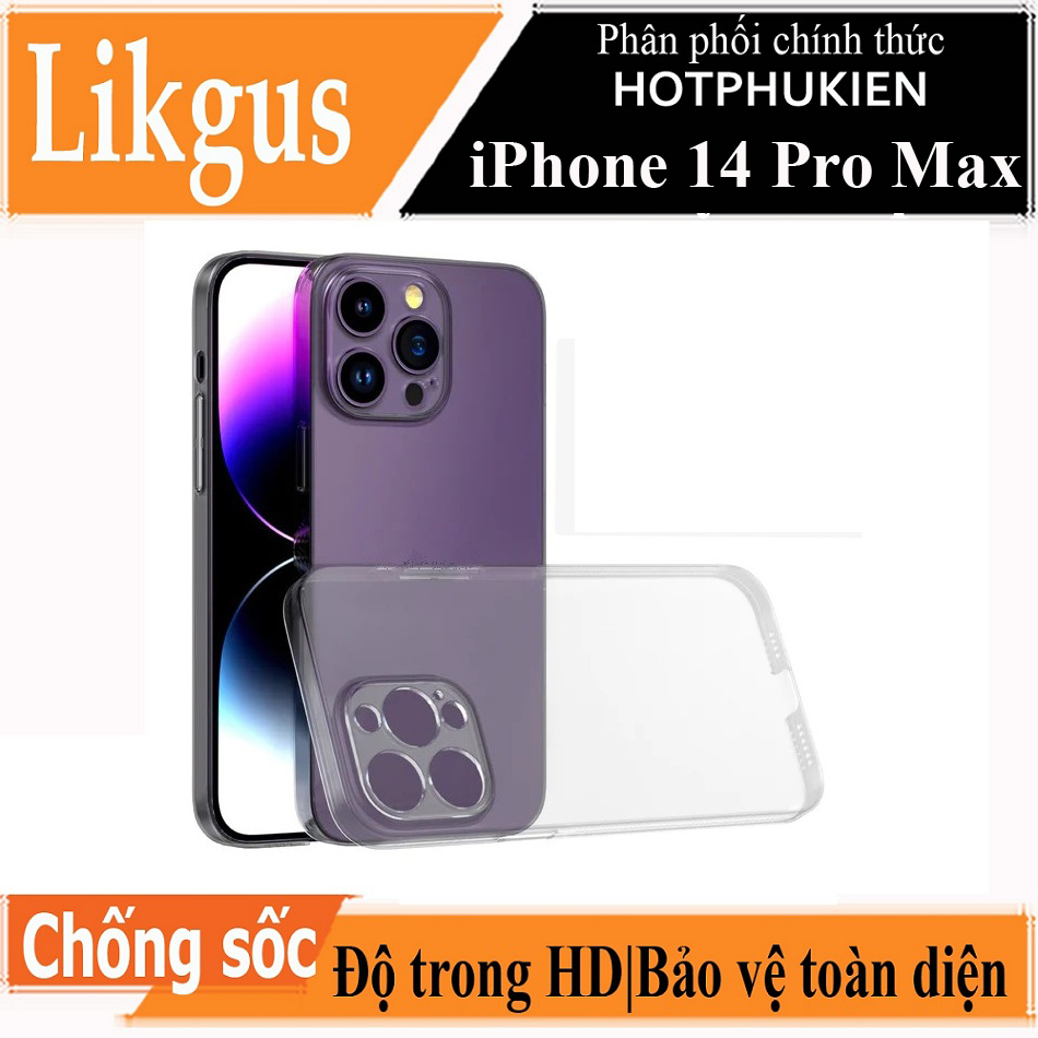 Ốp lưng chống sốc trong suốt cho iPhone 14 Pro Max (6.7 inch) hiệu Likgus Crashproof