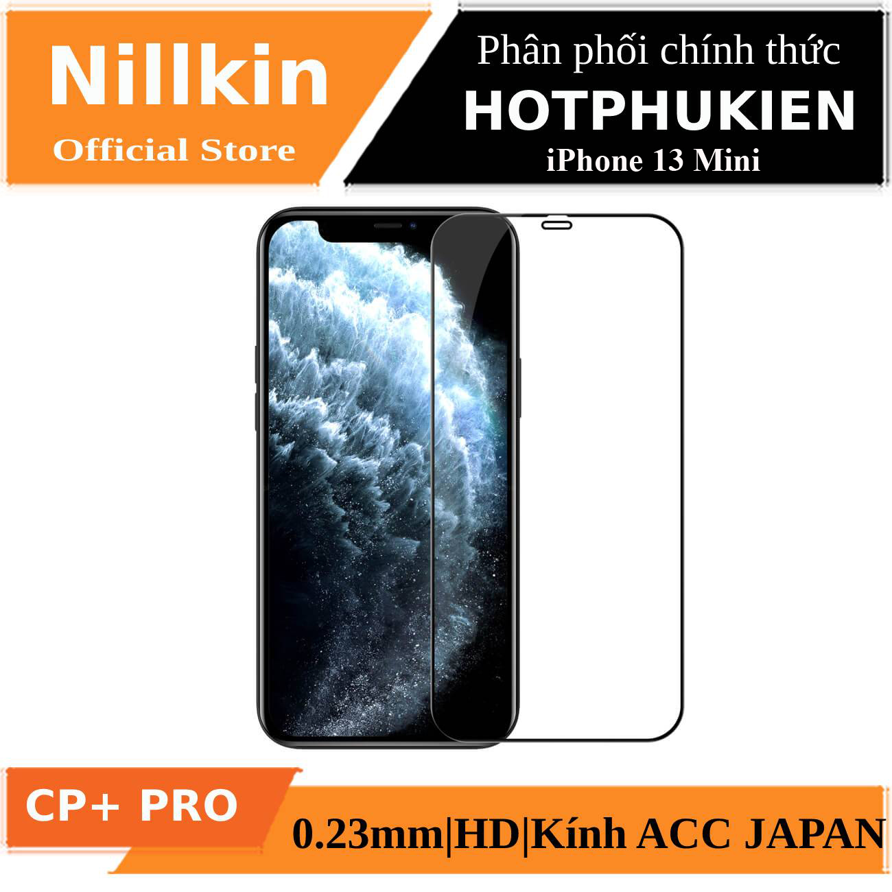 Miếng dán cường lực full màn hình 3D iPhone 13 Mini chính hãng Nillkin Amazing CP+ Pro