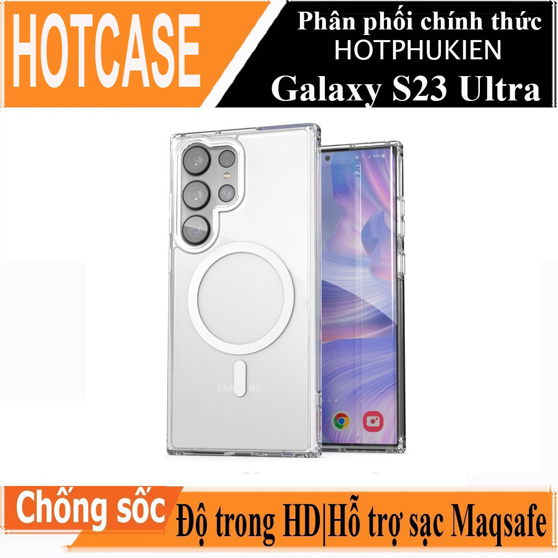 Ốp lưng silicon chống sốc sạc Magsafe cho Samsung Galaxy S23 Ultra hiệu HOTCASE Magsafe Magetic Case - siêu mỏng 1.5mm