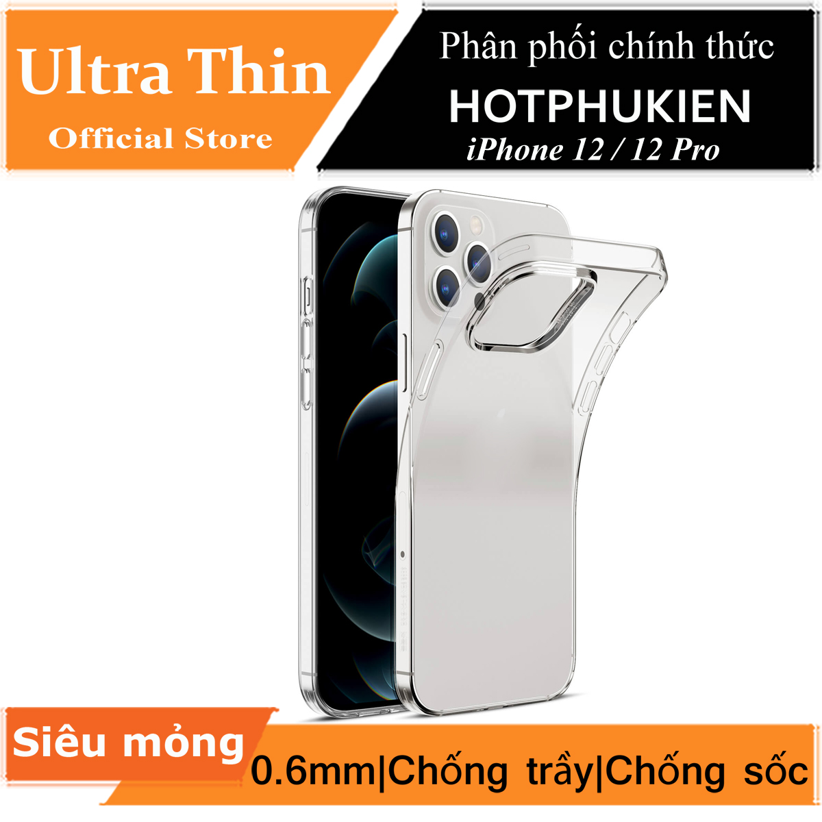 Ốp lưng dẻo silicon trong suốt cho iPhone 12 / iPhone 12 Pro hiệu Ultra Thin