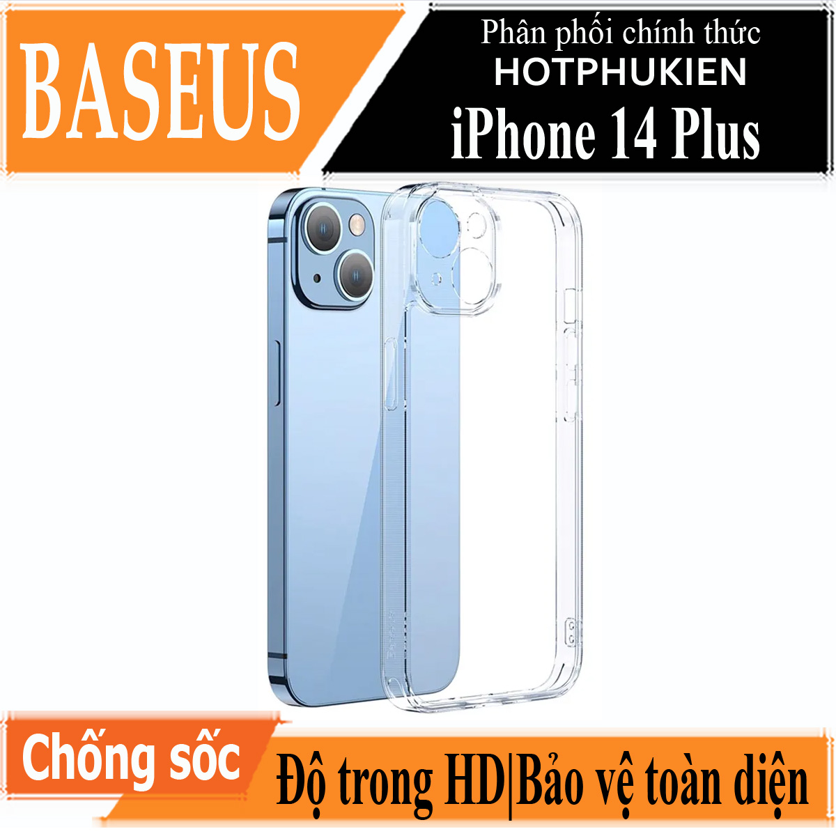 Ốp lưng chống sốc trong suốt cho iPhone 14 Plus (6.7 inch) hiệu Baseus Protective Case