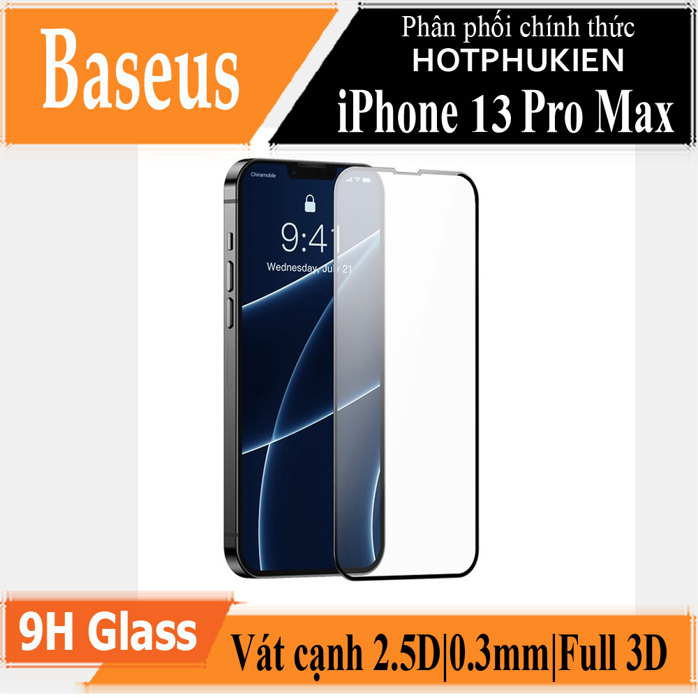 Bộ 2 miếng dán kính cường lực cho iPhone 13 Pro Max (6.7 inch)  hiệu Baseus