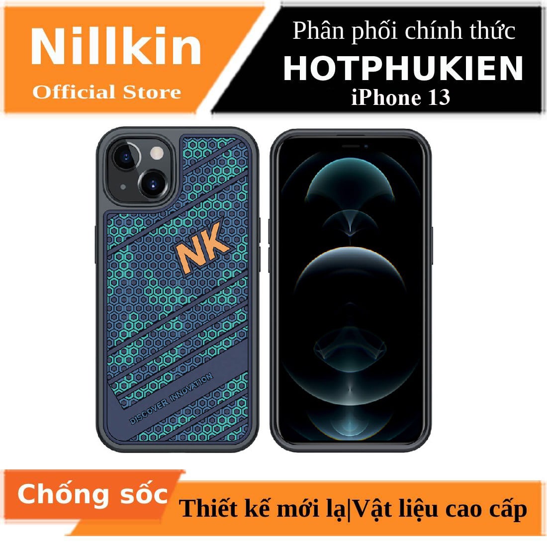 Ốp lưng chống sốc cho iPhone 13 6.1 inch họa tiết mặt lưng 3D hiệu Nillkin Striker