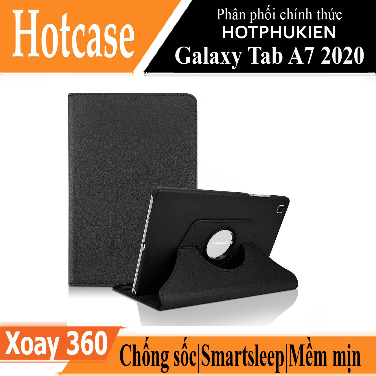 Case bao da Samsung Galaxy Tab A7 2020 SM-T500 xoay 360 độ hiệu HOTCASE