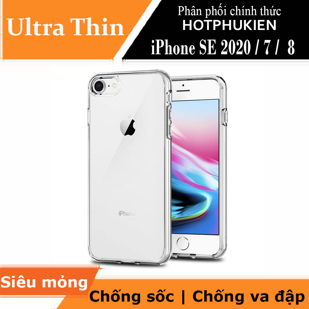 Ốp lưng dẻo silicon trong suốt cho iPhone SE 2020 / iPhone 7 / iPhone 8 hiệu Ultra Thin siêu mỏng 0.6mm