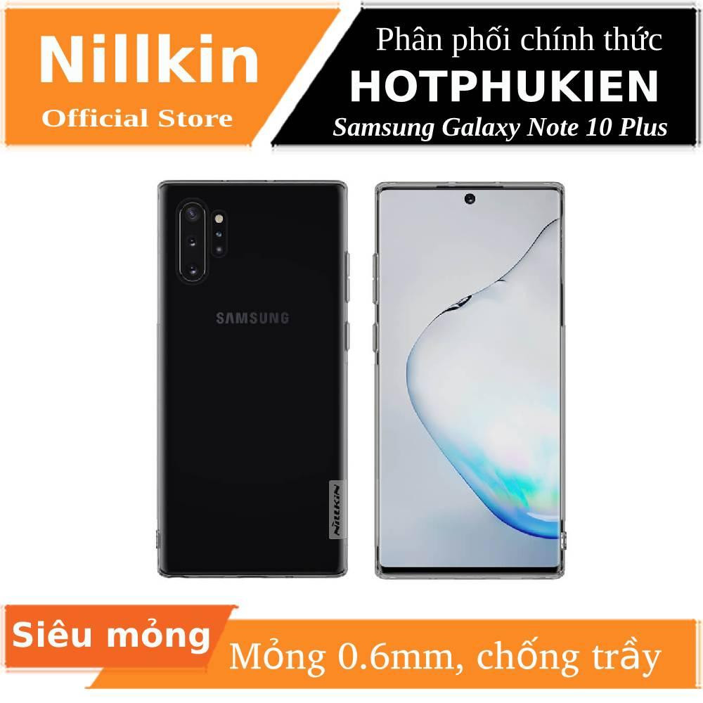 Ốp lưng silicon trong suốt cho Samsung Galaxy Note 10 Plus / Note 10 Plus 5G hiệu Nillkin Nature mỏng 0.6mm