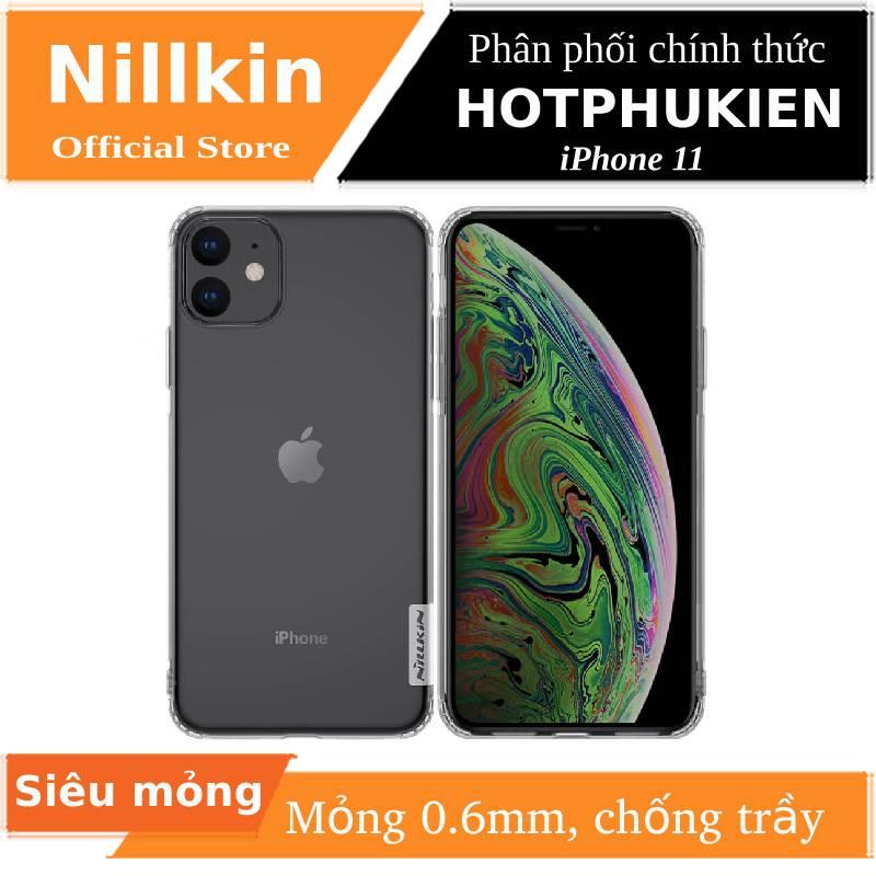 Ốp lưng silicon trong suốt cho iPhone 11 hiệu Nillkin mỏng 0.6mm