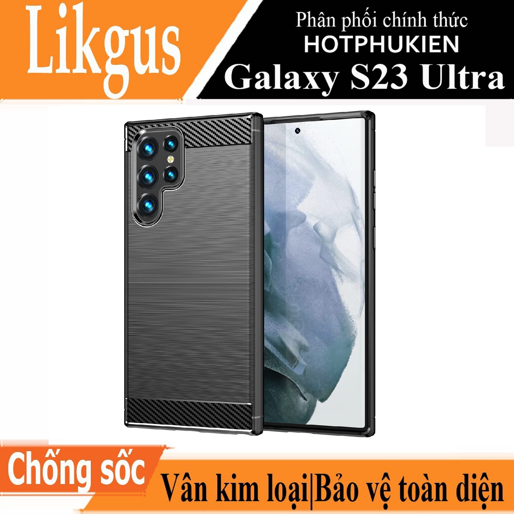Ốp lưng chống sốc vân kim loại cho Samsung Galaxy S23 Ultra hiệu Likgus