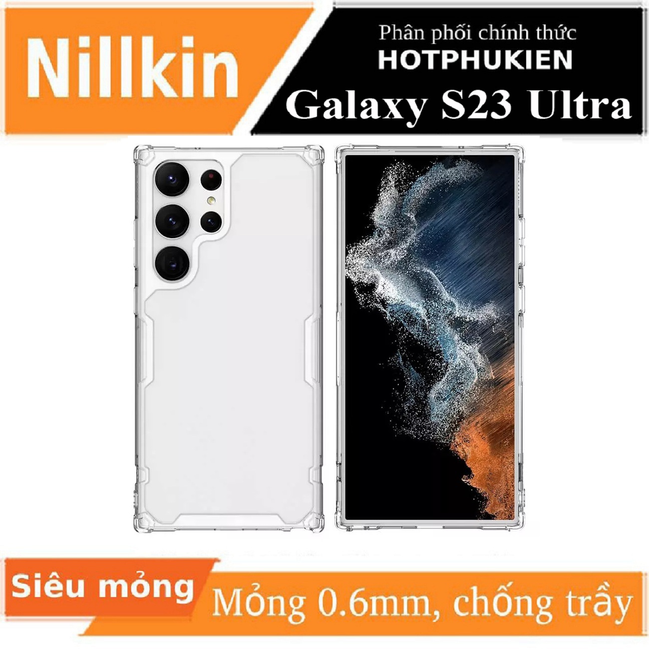 Ốp lưng TPU chống sốc cho Samsung Galaxy S23 Ultra hiệu Nillkin Nature TPU Pro Case