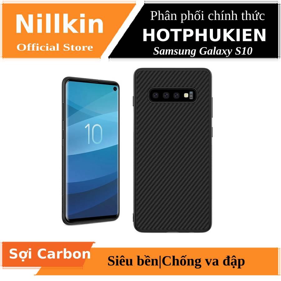 Ốp lưng chống sốc sợi Carbon cho Samsung Galaxy S10 hiệu Nillkin