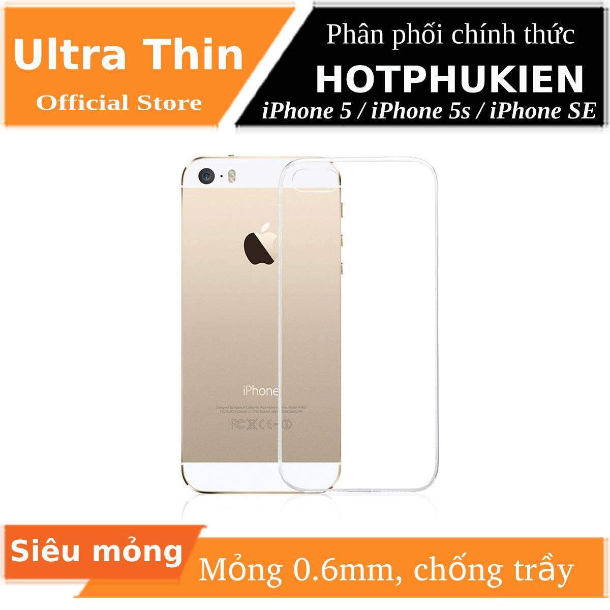 Ốp lưng dẻo silicon trong suốt cho iPhone 5 / 5s / SE hiệu Ultra Thin siêu mỏng 0.6mm