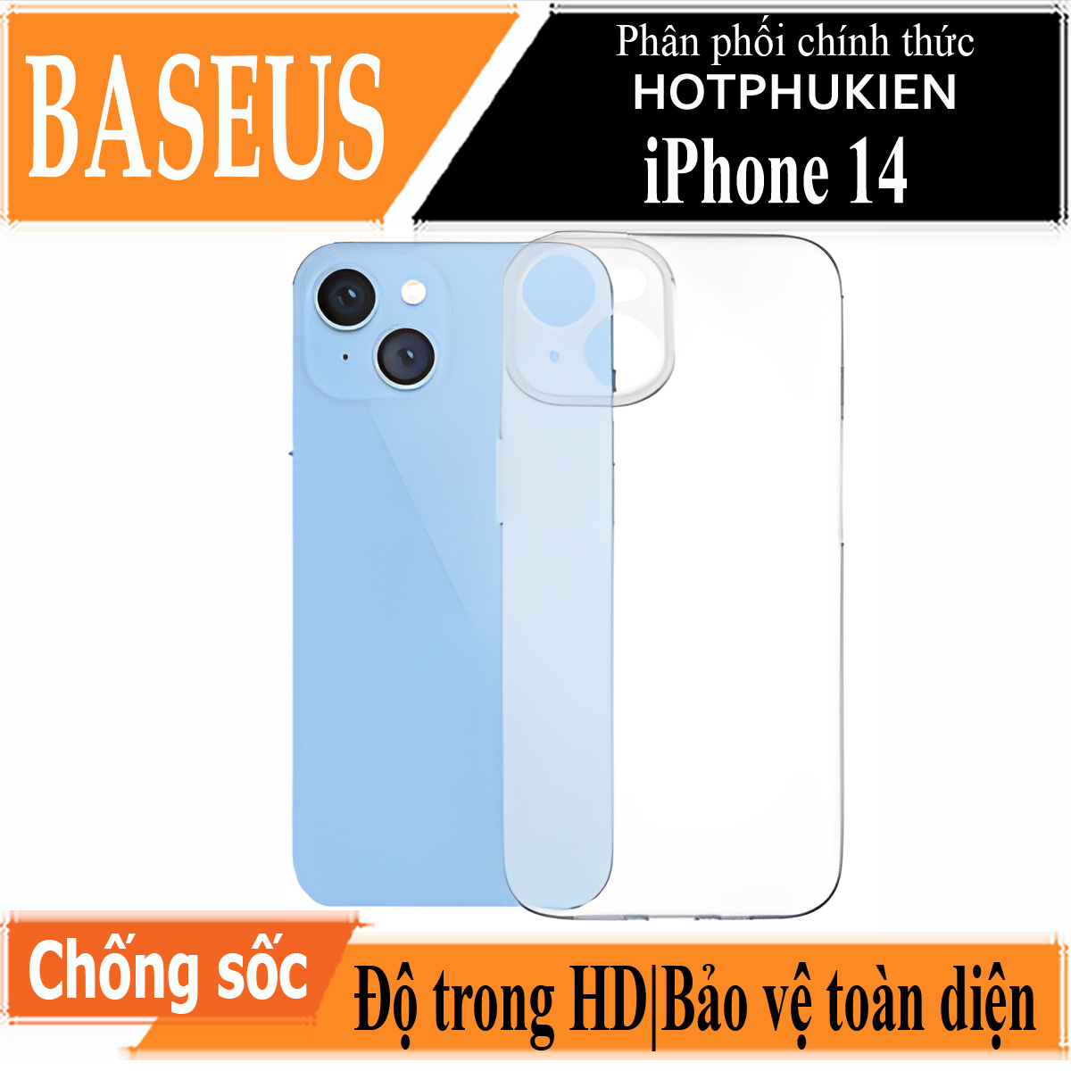 Ốp lưng chống sốc trong suốt cho iPhone 14 (6.1 inch) hiệu Baseus Protective Case