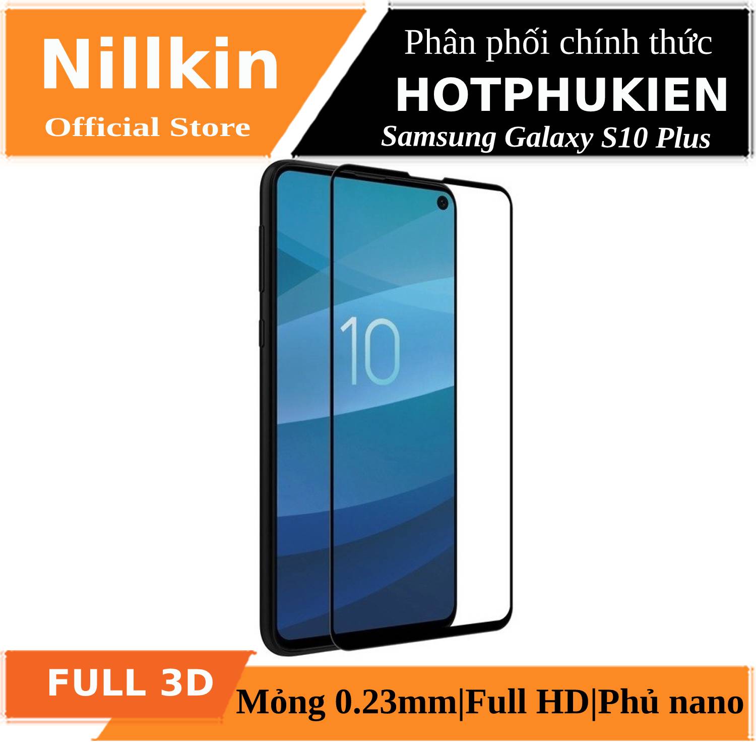Miếng dán kính cường lực full 3D cho Samsung Galaxy S10 Plus hiệu Nillkin CP+ Max