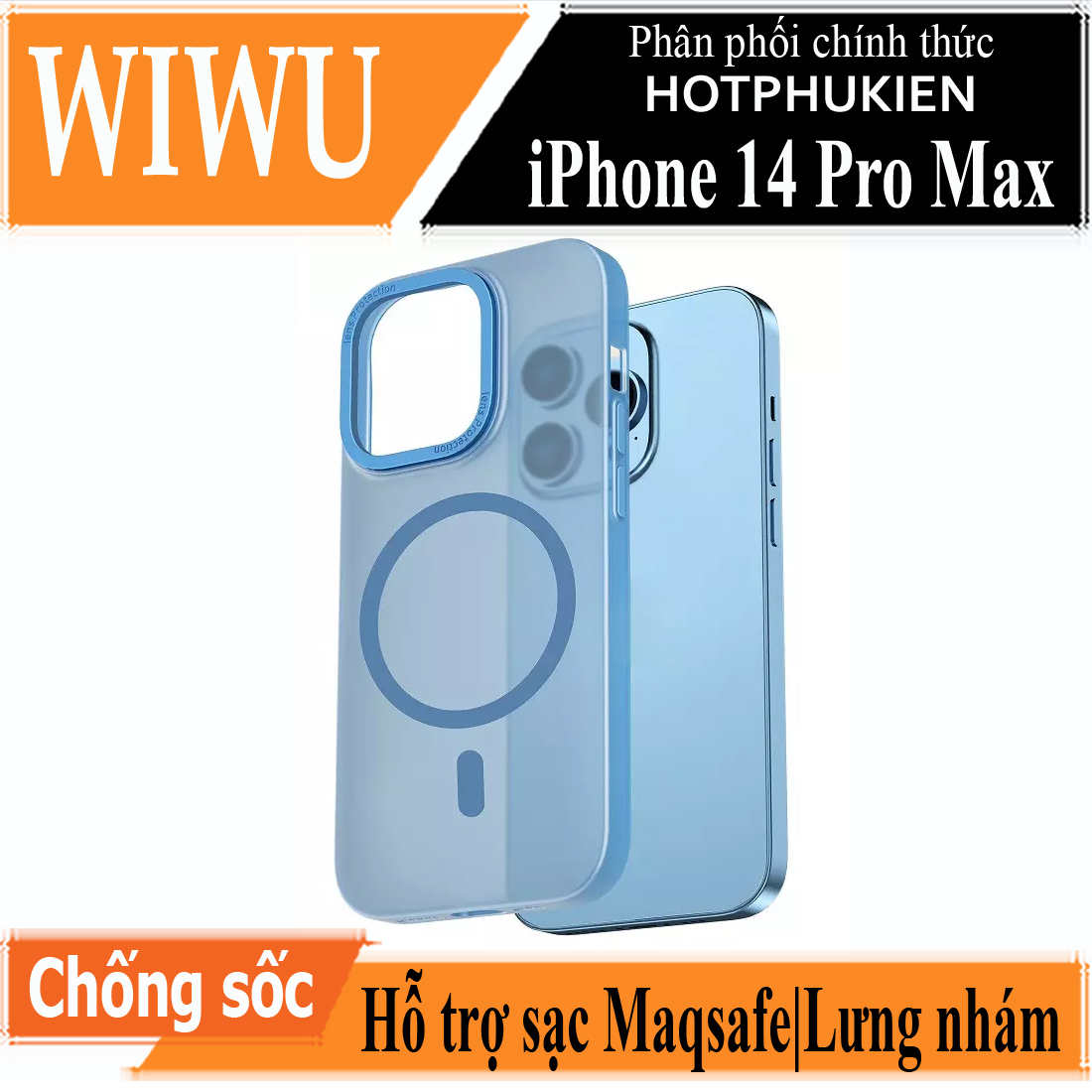 Ốp lưng chống sốc cho iPhone 14 Pro Max (6.7 inch) hỗ trợ sạc Magsafe hiệu WIWU PC Ultra-thin Frosted Magnetic Case