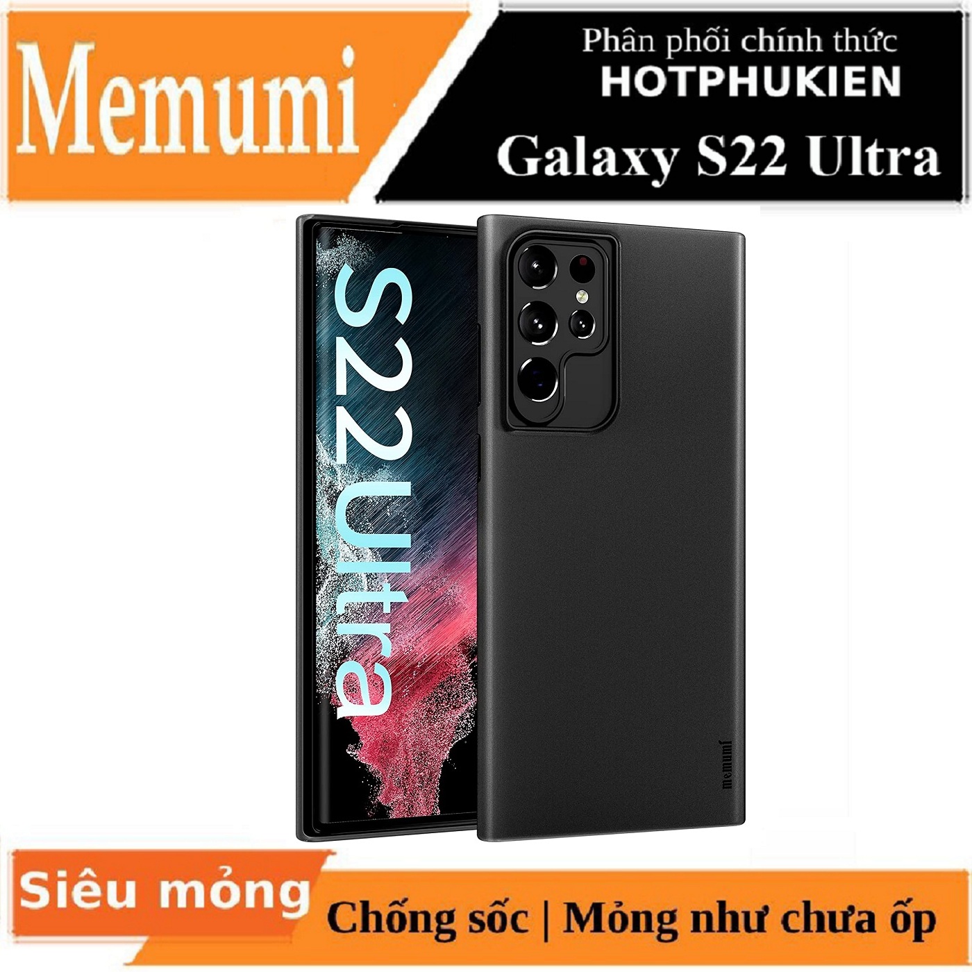 Ốp lưng nhám chống sốc siêu mỏng 0.3mm cho Samsung Galaxy S22 Ultra hiệu Memumi