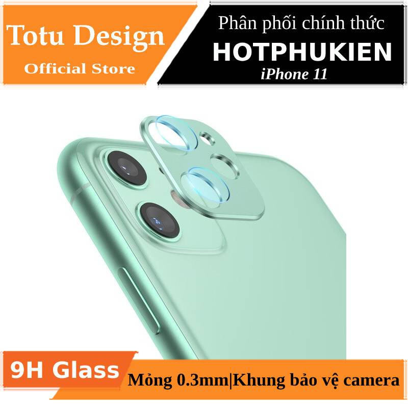 Bộ miếng dán kính cường lực & khung viền bảo vệ Camera cho iPhone 11 hiệu Totu