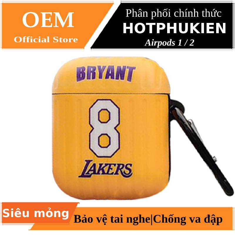 Bao case tai nghe Apple Airpods 1 / 2 hiệu HOTCASE Lakers Bryant (chống vân tay chống bám bẩn vật liệu cao cấp)