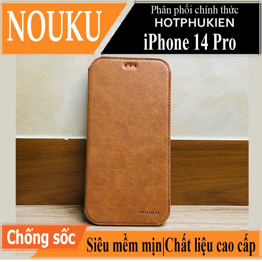 Case bao da chống sốc cho iPhone 14 Pro (6.1 inch) hiệu Nuoku Elegant and Royal