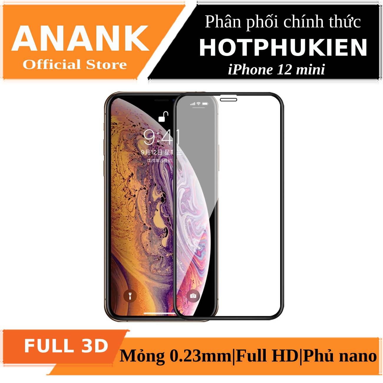 Miếng dán kính cường lực Full 3D cho iPhone 12 Mini (5.4 inch) chính hãng Anank Nhật Bản