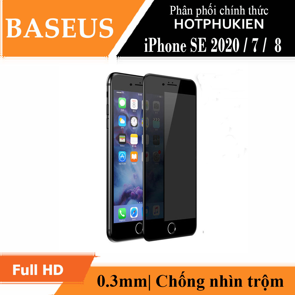 Miếng dán kính cường lực chống nhìn trộm cho iPhone SE 2020 / iPhone 7 / iPhone 8 hiệu Baseus