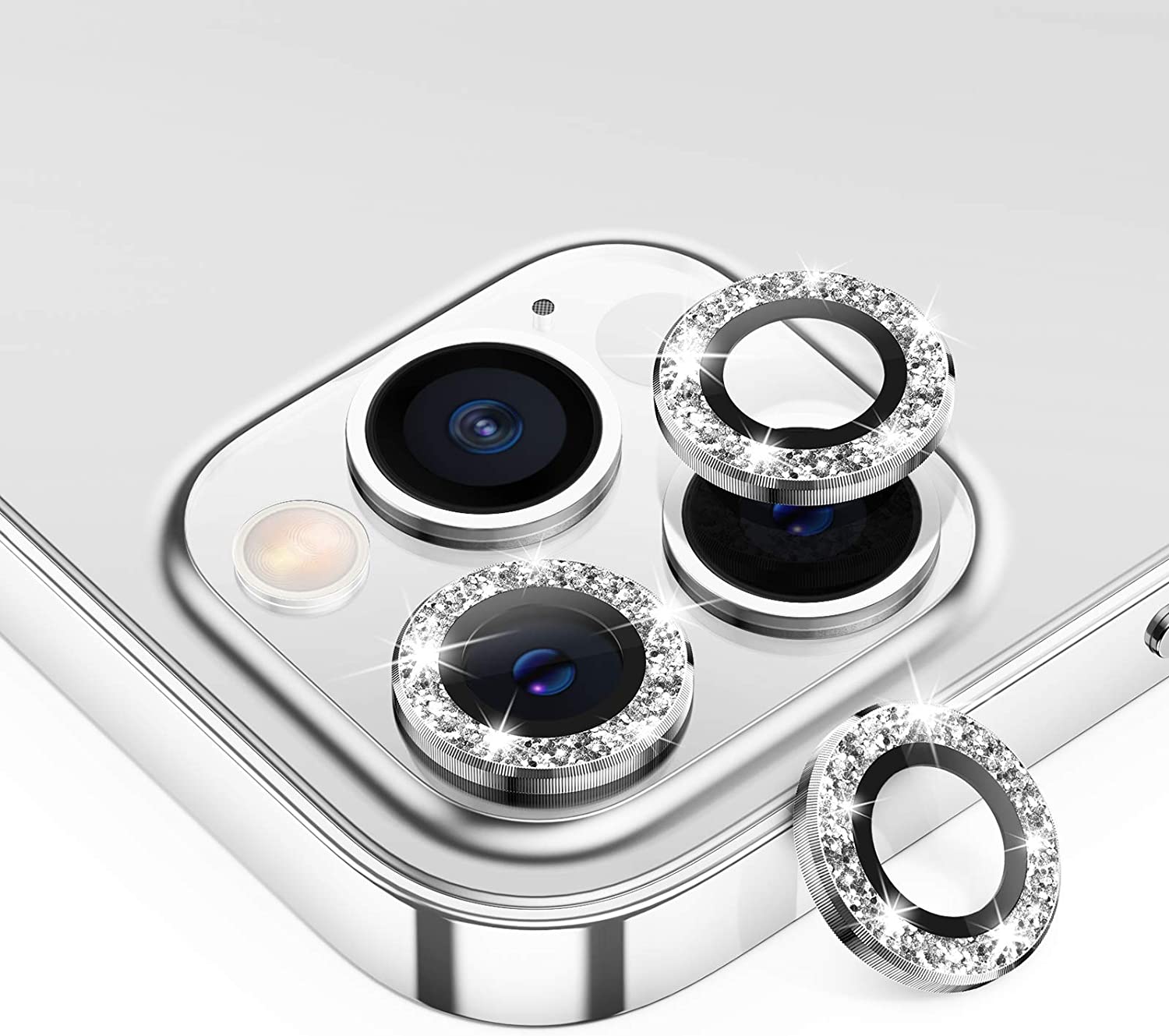 Bộ miếng dán kính cường lực Camera Diamond đính đá cho iPhone 11 Pro hiệu Kuzoom Lens Ring