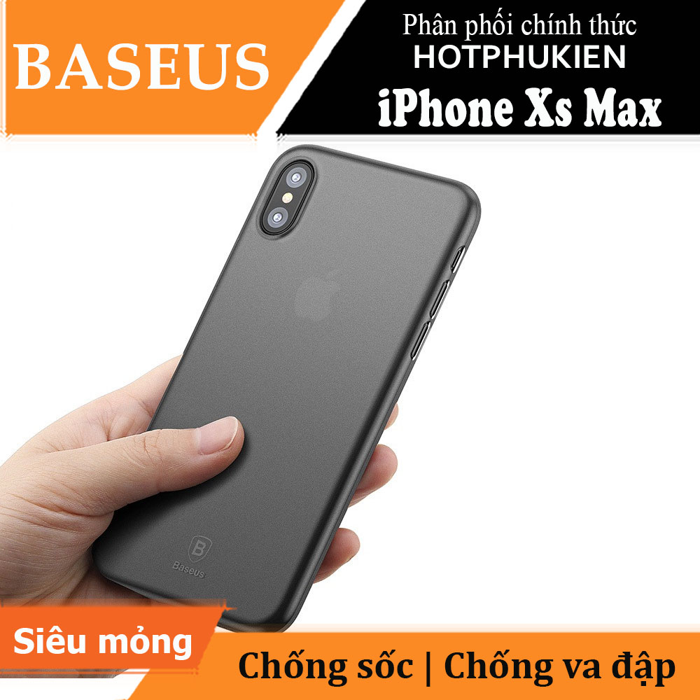Ốp lưng siêu mỏng 0.5mm cho iPhone Xs Max Hiệu Baseus Wing Case
