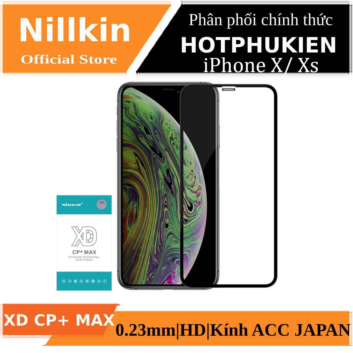 Miếng dán kính cường lực full 3D cho iPhone X / iPhone Xs hiệu Nillkin XD CP+ Max