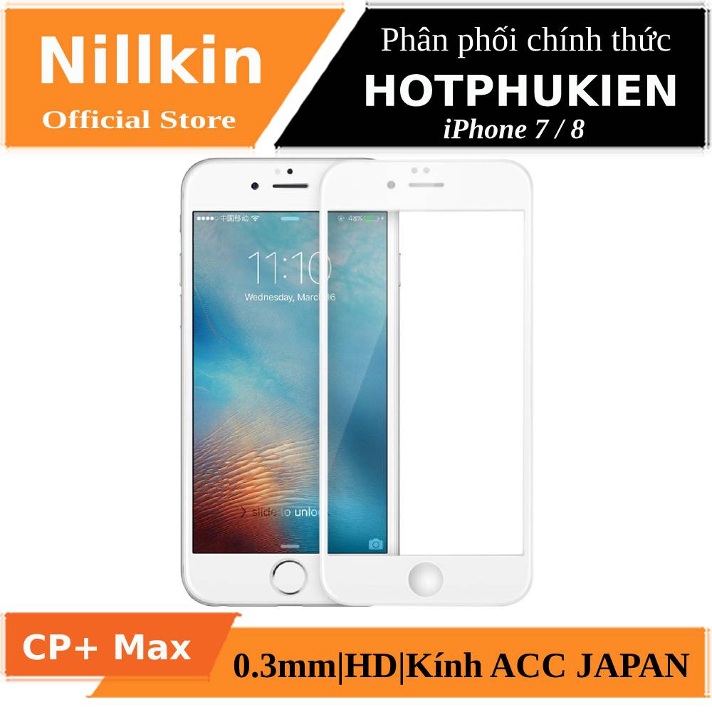Miếng dán cường lực full 3D cho iPhone SE 2020 / iPhone 7 / iPhone 8 hiệu Nillkin CP+ Max
