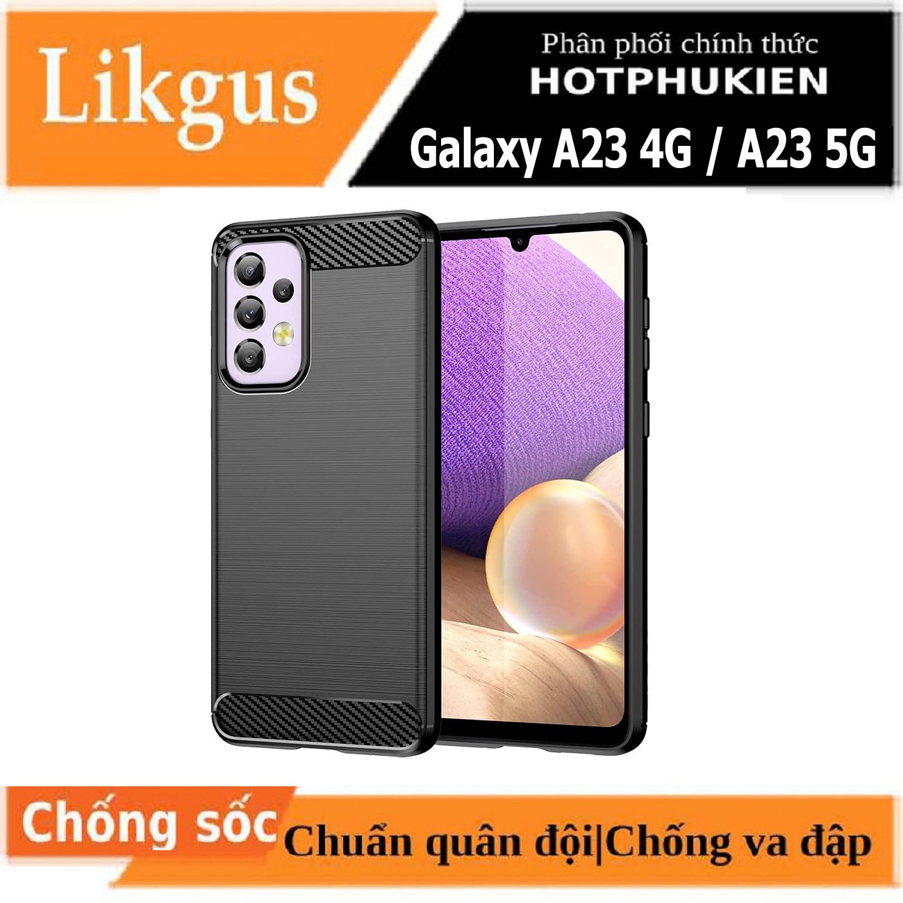 Ốp lưng chống sốc vân kim loại cho Samsung Galaxy A23 4G / Galaxy A23 5G hiệu Likgus