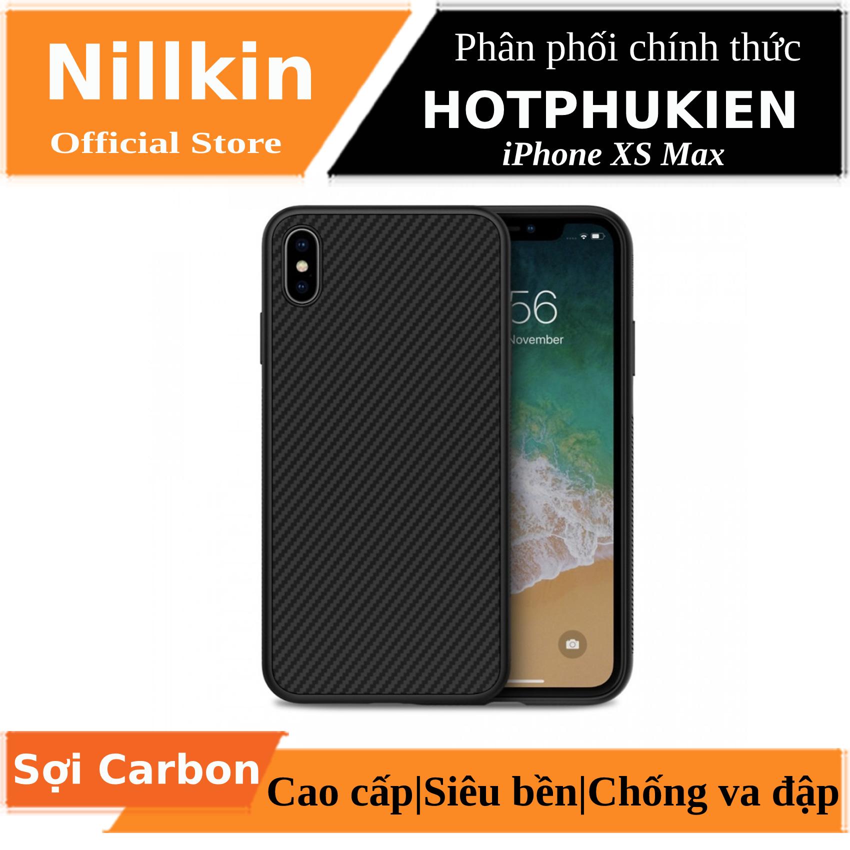 Ốp lưng chống sốc sợi Carbon cho iPhone Xs Max hiệu Nillkin