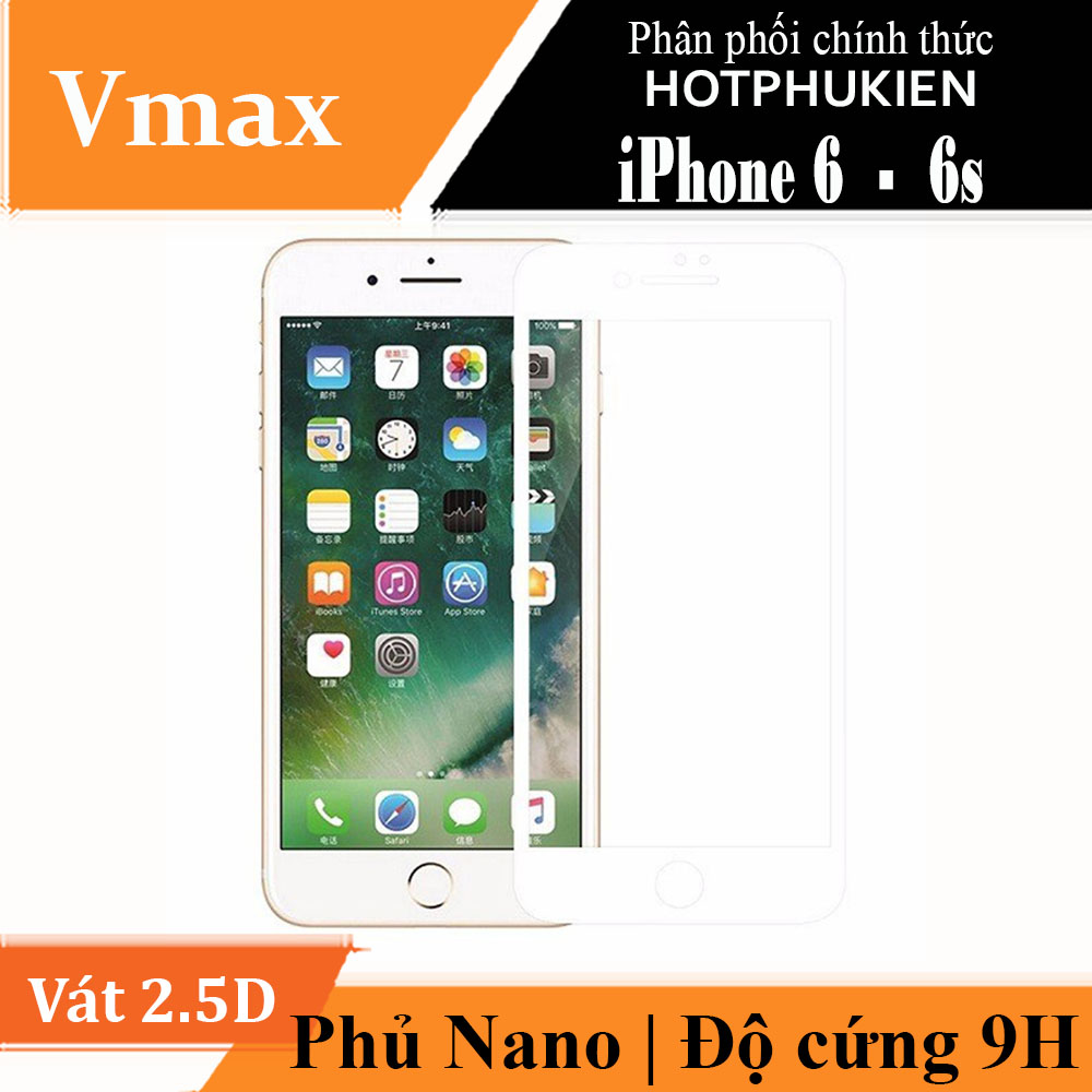 Miếng dán kính cường lực Full 10D cho iPhone 6 / iPhone 6s hiệu Vmax