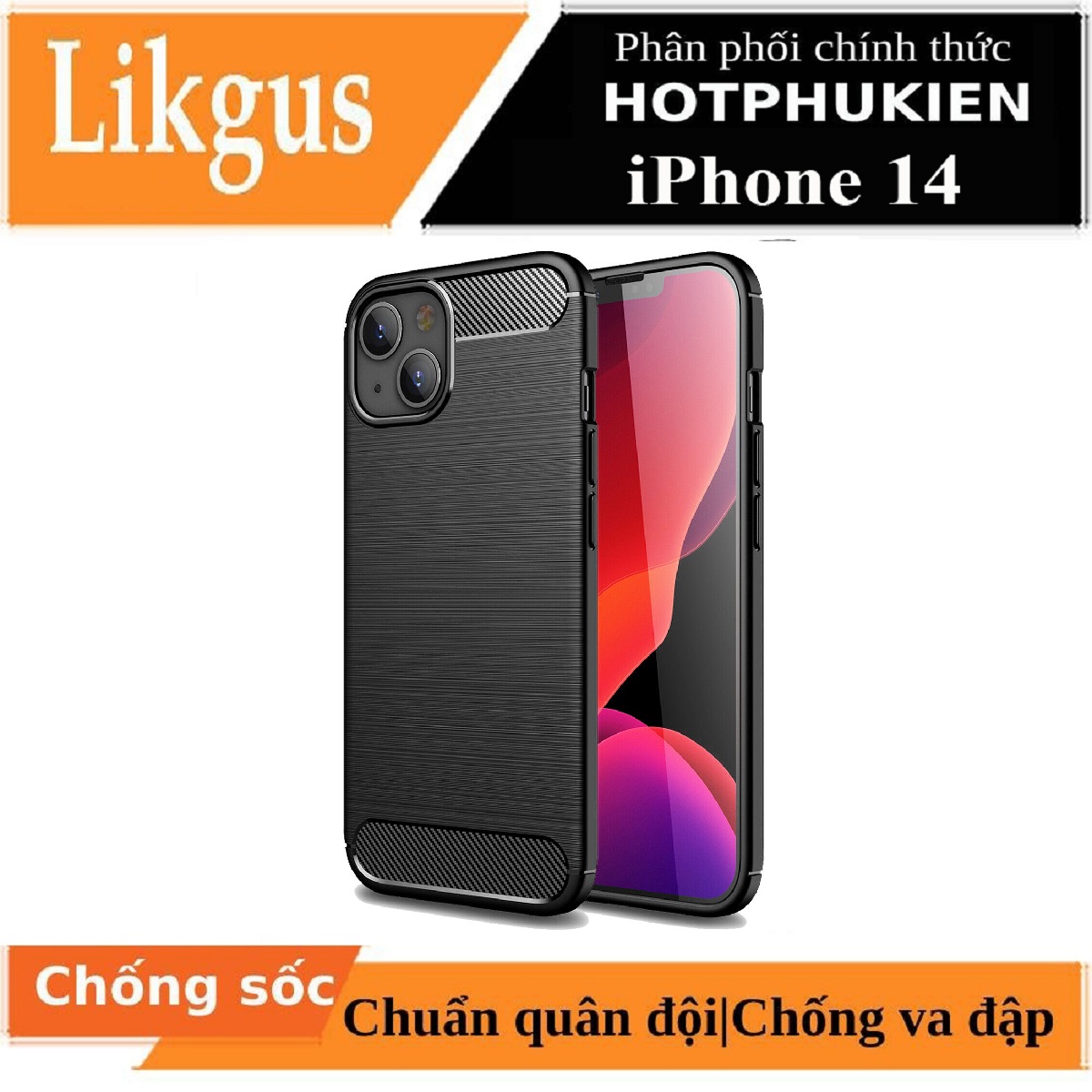 Ốp lưng chống sốc vân kim loại cho iPhone 14 (6.1 inch) hiệu Likgus
