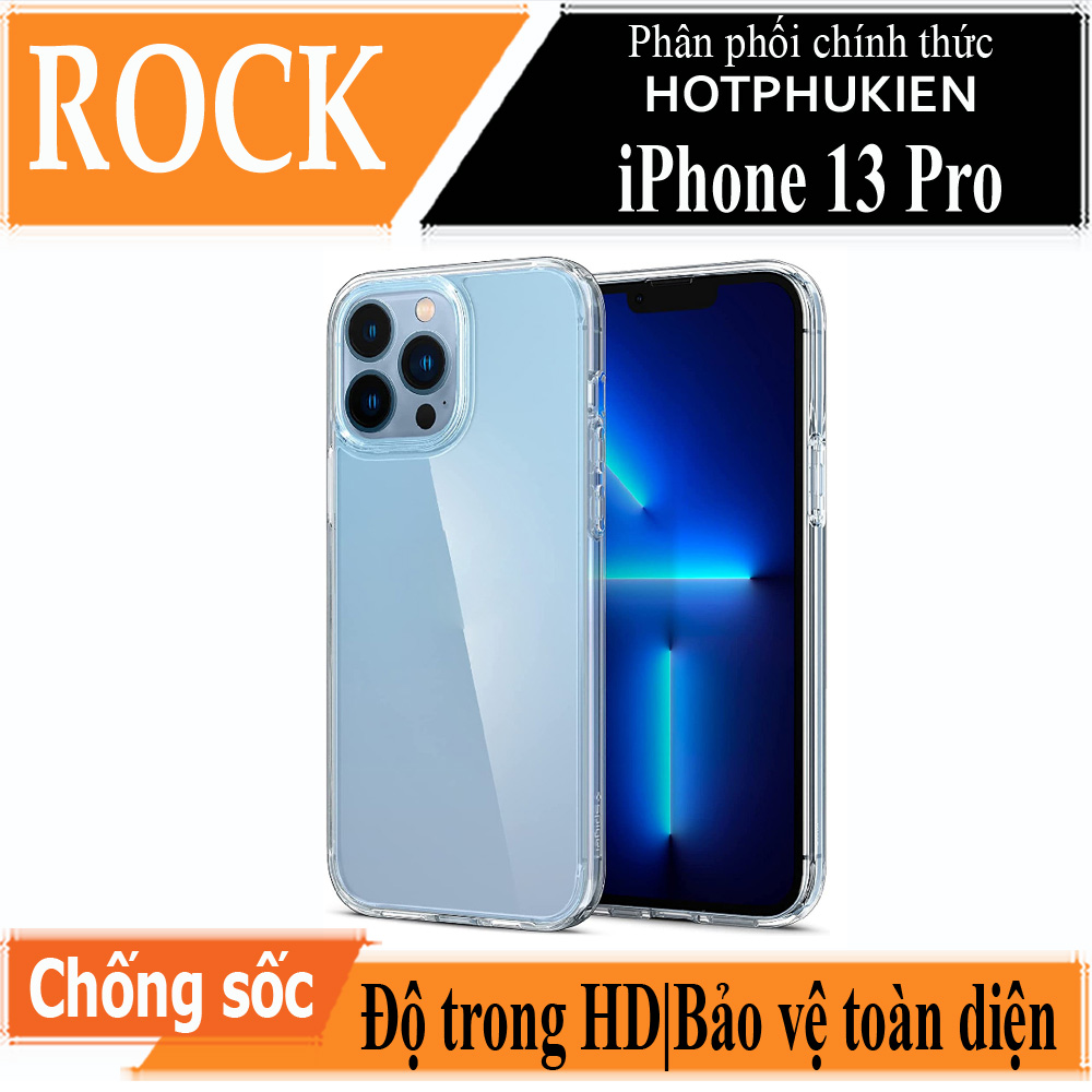 Ốp lưng chống sốc trong suốt cho iPhone 13 Pro hiệu Rock Space Protective Case