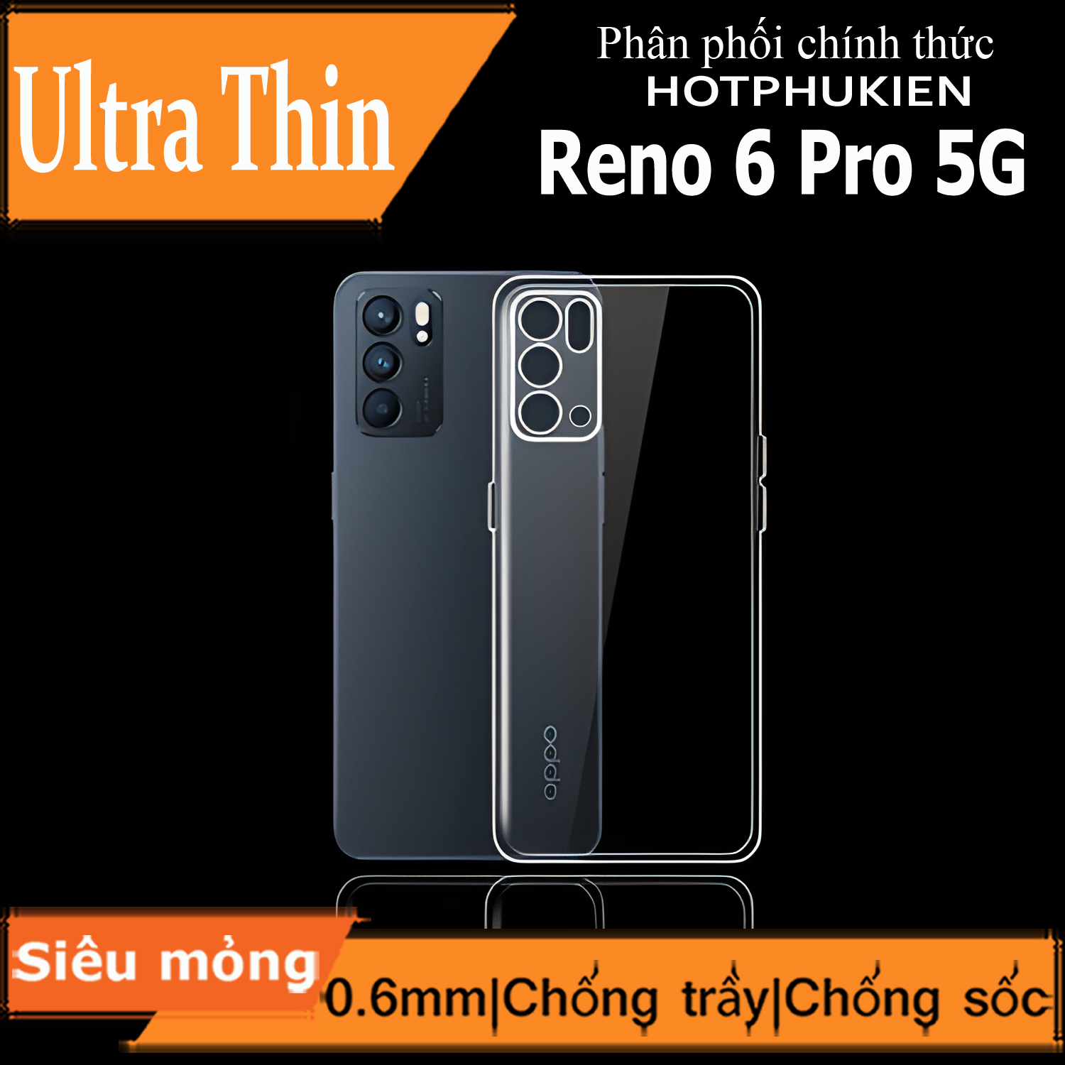 Ốp lưng silicon dẻo cho Oppo Reno 6 Pro 5G hiệu Ultra Thin