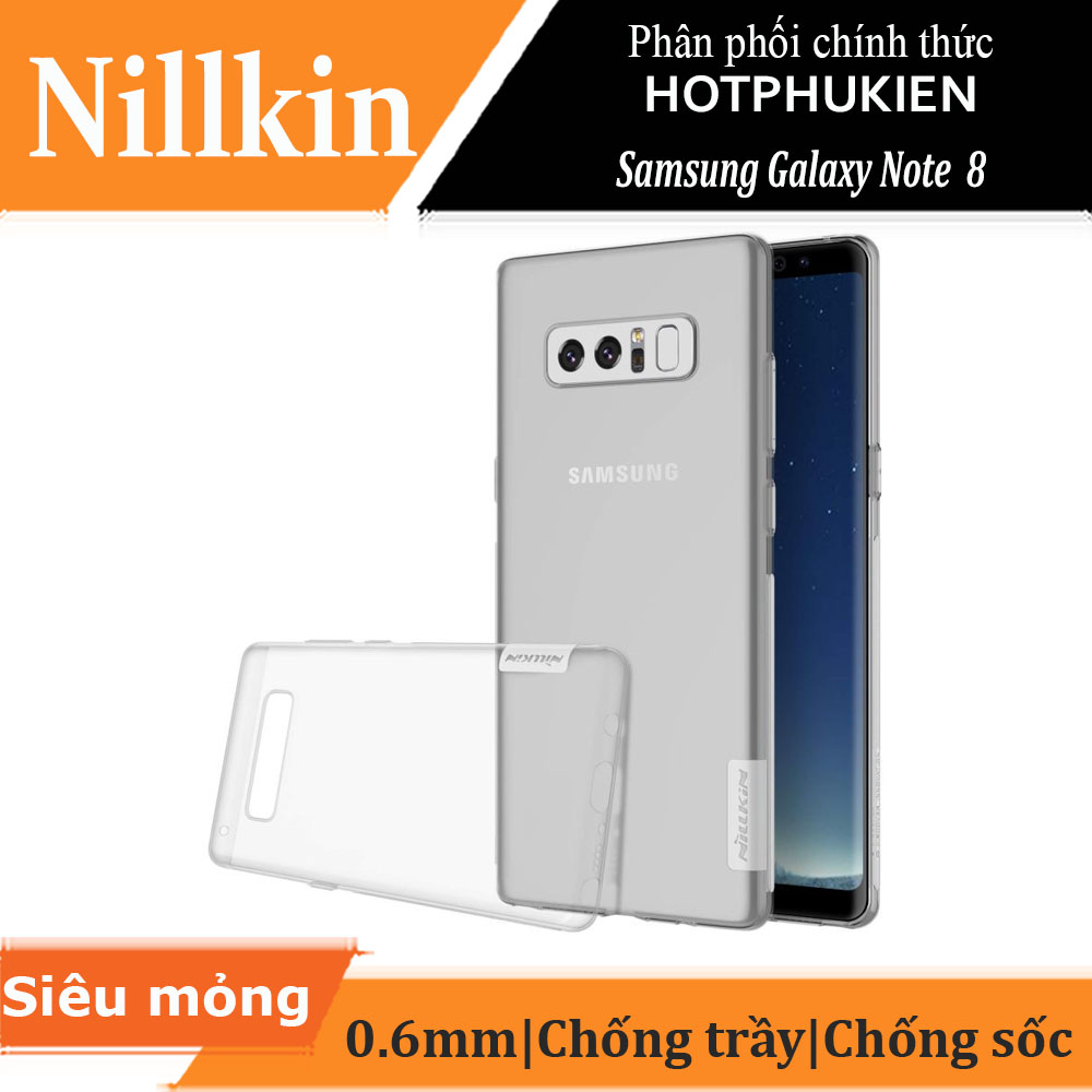 Ốp lưng silicon trong suốt cho Samsung Galaxy Note 8 hiệu Nillkin Nature mỏng 0.6mm