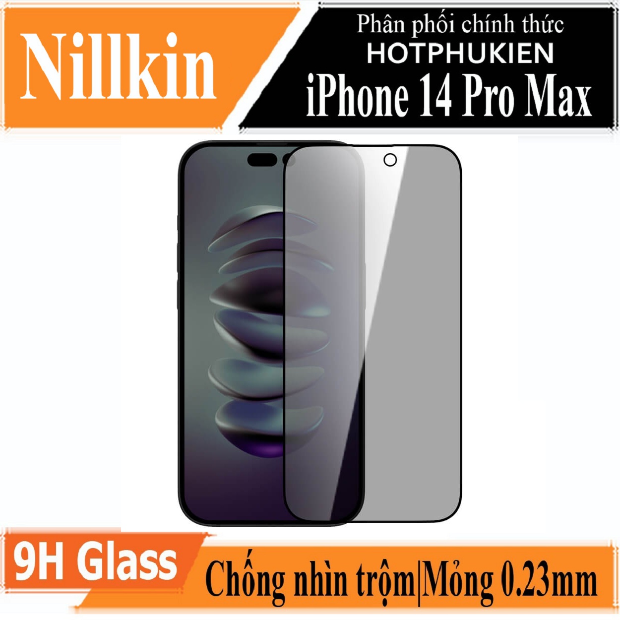 Dán cường lực chống nhìn trộm cho iPhone 14 Pro Max hiệu Nillkin Amazing Guardian