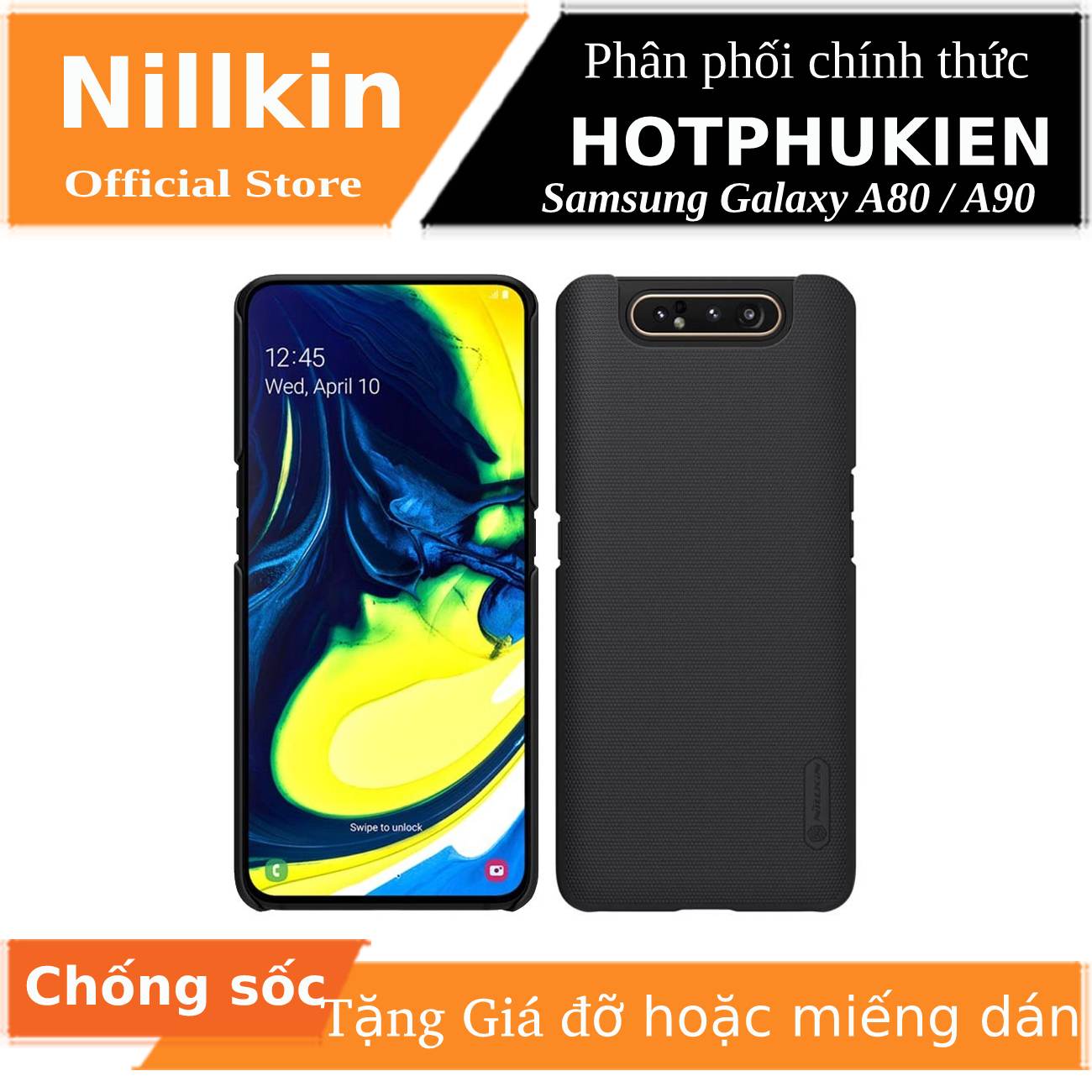 Ốp Lưng Sần chống sốc cho Samsung Galaxy A80 / A90 hiệu Nillkin Super Frosted Shield