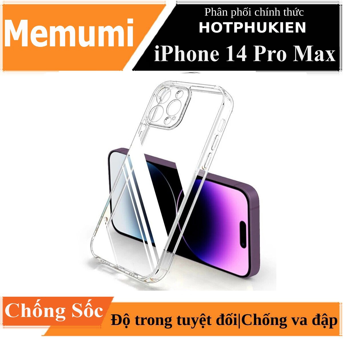 Ốp lưng bảo vệ camera trong suốt cho iPhone 14 Pro Max (6.7 inch) hiệu Memumi Glitter