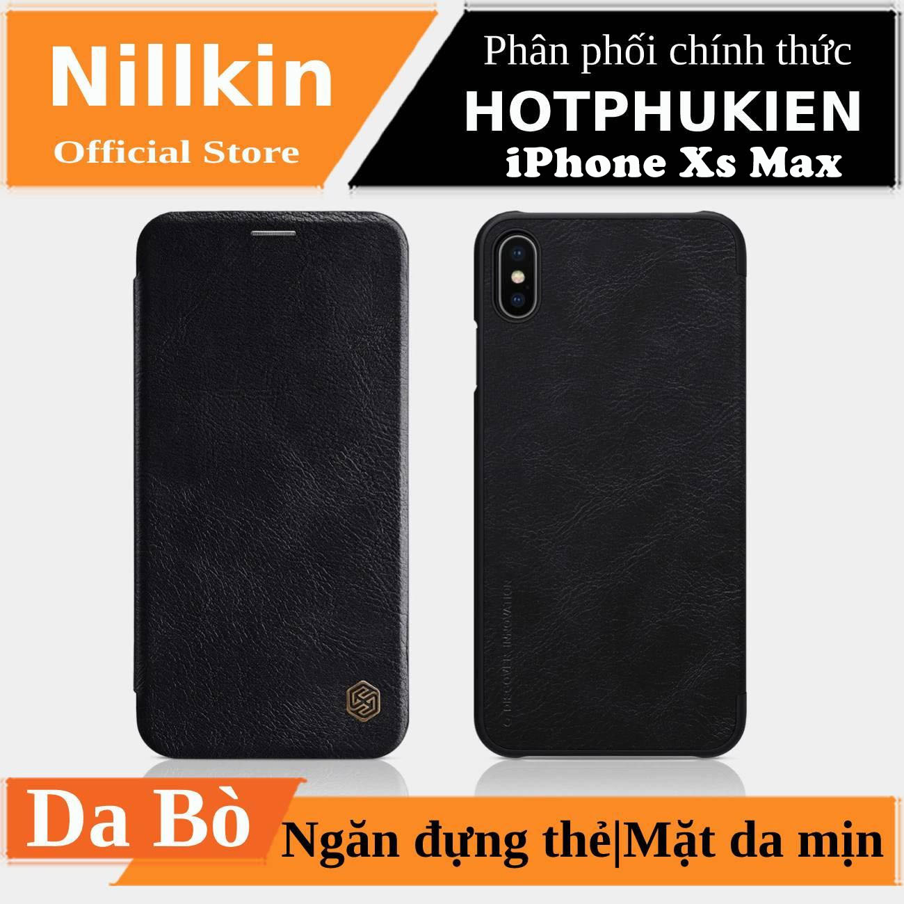 Bao da leather cho iPhone Xs Max hiệu Nillkin Qin